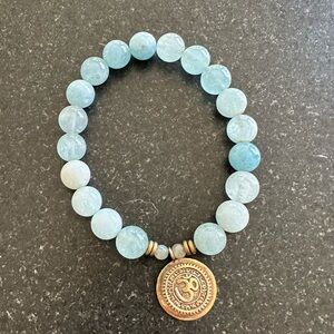 Silver and sage beaded stone bracelet